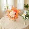 1Pc Simulated Eucalyptus Globe Flower Bouquet In Orange and Green Color, High-end Bohemian Style