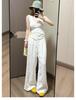 Women's Korean Style Loose Wide-Leg White Pants, Spring 2026 High-Waisted Straight-Leg Design