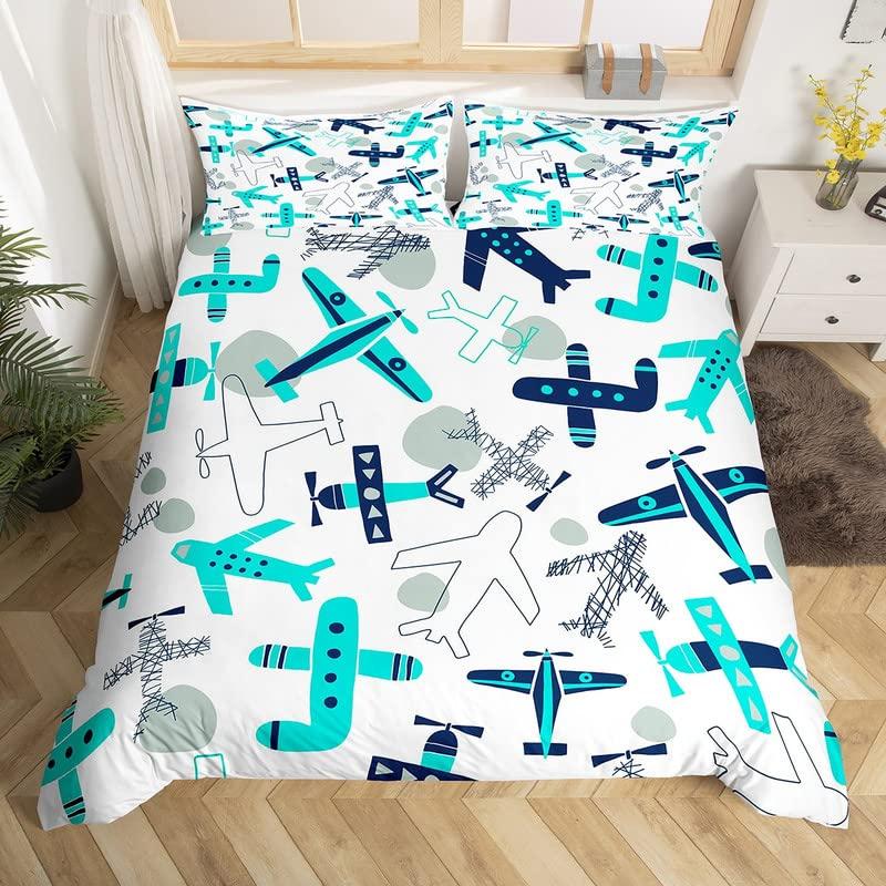 Jungen Kinder Cartoon Flugzeug Bettbezug Regenbogen Wolken Sternenhimmel Kleinkind Bettwäsche Set Flugzeuge Niedlich Weiß Polyester Steppdeckenbezug