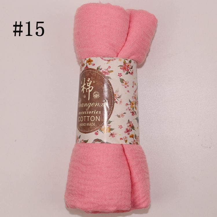Muslim Women Solid Color Scarf Shawl Cotton Crinkle Hijab