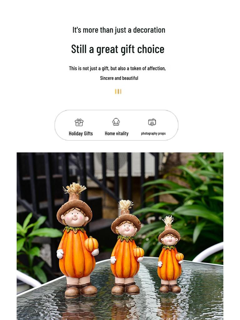 Ceramic Pumpkin Man Home Decor - Harvest Festival Resin Gift
