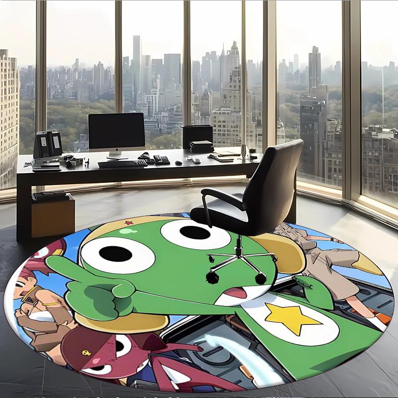 Keroro (1) Round Office Rug Decorative Floor Rug for Office Bedroom Living Room and Home Space