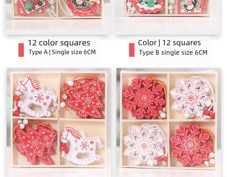 Creative Wooden Christmas Ornaments: Small Reindeer Tree Pendants with Exquisite Painted Box