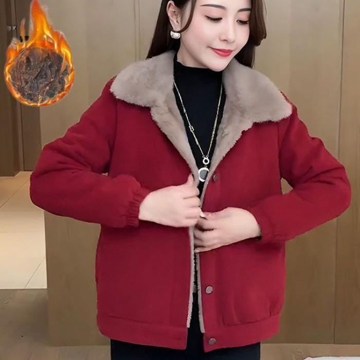 Маленький зажим Большой размер Свободный крой Велюровый Женский Короткий Зимний Универсальный Толстый M