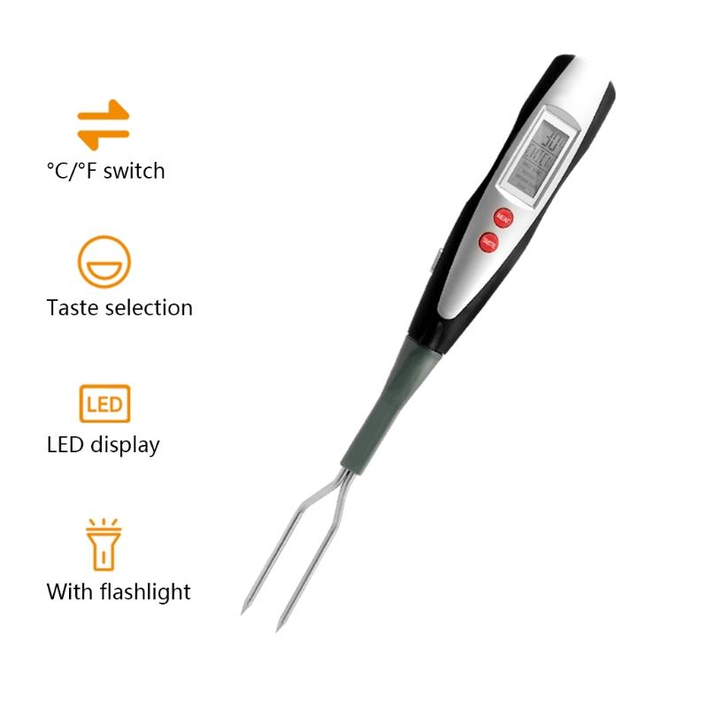 Digital Meat Thermometer Fork Grilling & Barbecue Fast Instant Read Electronic with Ready Alarm Quick Accurate