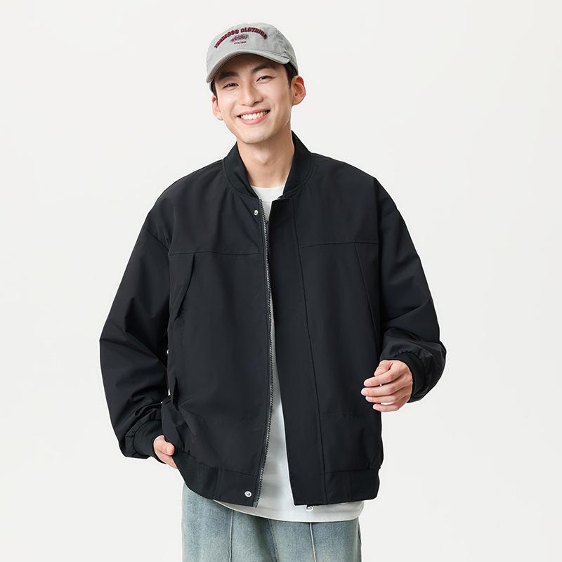 

Весенне-осенняя повседневная куртка, мужская однотонная свободная верхняя одежда, мужская одежда, корейская версия, модный универсальный топ 2XL чёрный