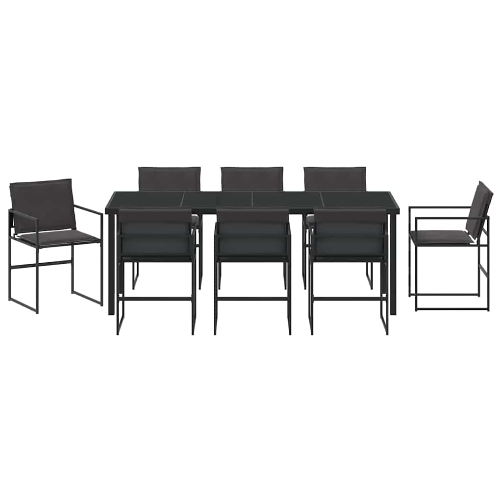 Garden Dining Set 9 pcs Black 200 x 80 x 73 cm