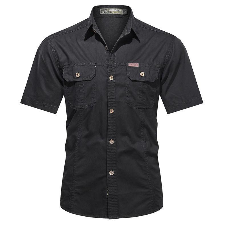 

Spring Summer Autumn Spring Men Shirt Short Sleeve Pocket Shirts Outdoor Casual Colthing Overshirt XXXXXL