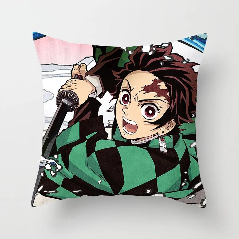 45 * 45Cm Anime Demon Slayer Kimetsu No Yaiba Printed Pillowcase Kids Bedroom Living Room Home Decor Pillow Cases Pillowcase