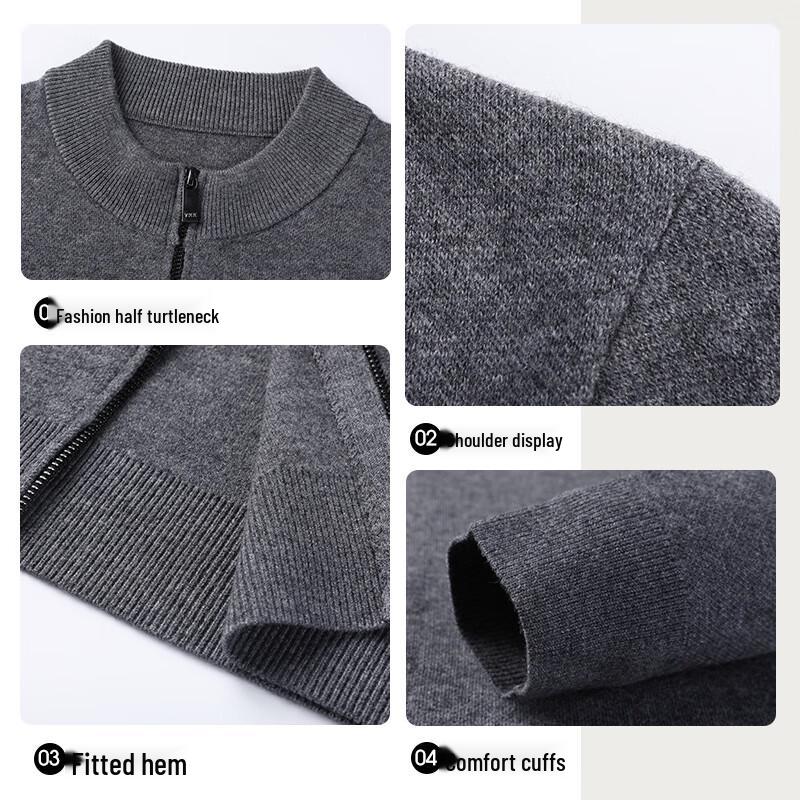 Hengyuanxiang Men's 100% Wool Thick Cardigan Sweater