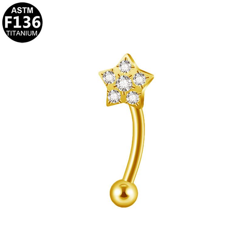 New Styles Best Selling F136 Titanium Zircon Butterfly Gold Inlaid Eyebrow Nail Screw Ball Fashion Body Jewelry