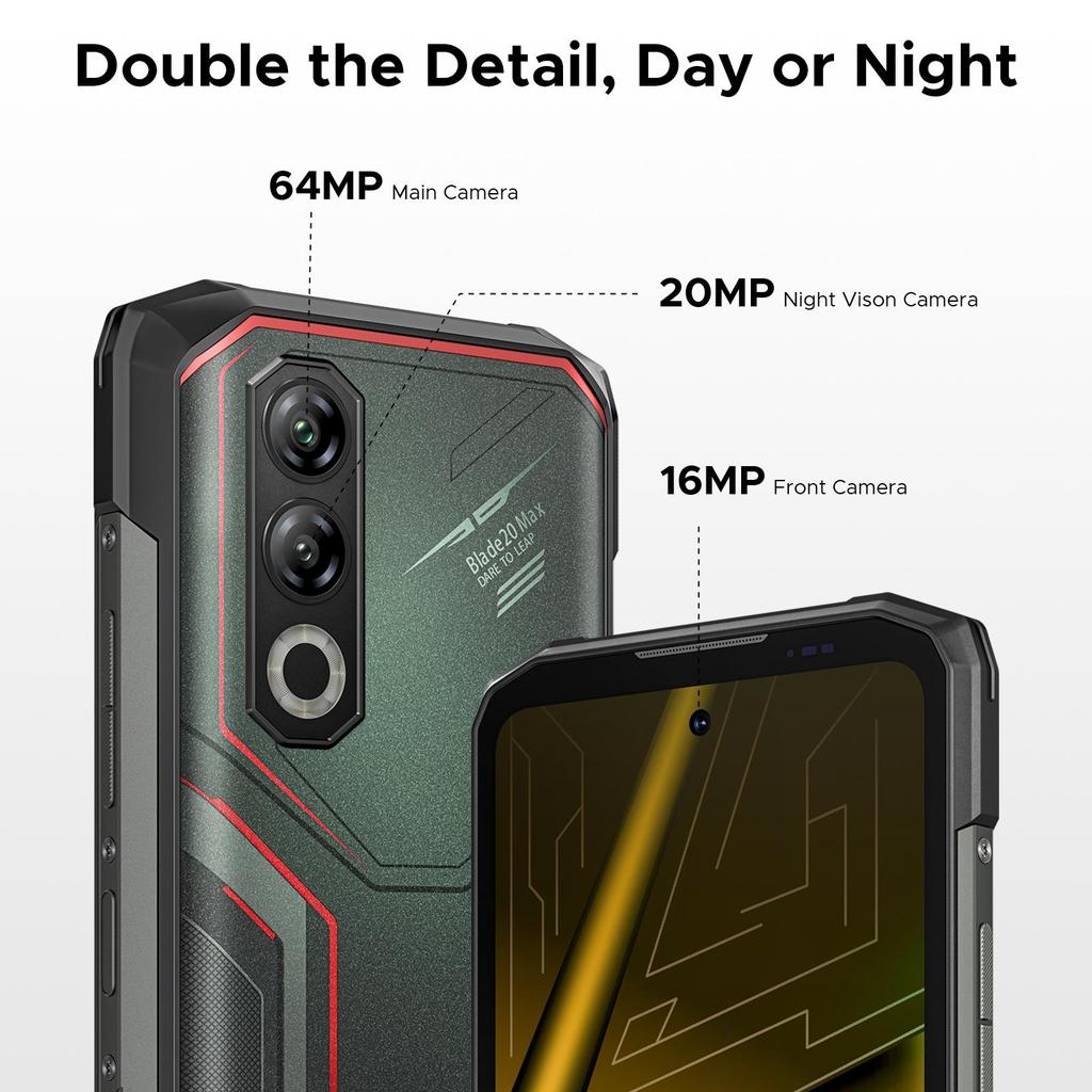 Doogee Blade 20 Max Android 15 Odolný smartphone, 36 GB + 1 TB ROM/TF 2 TB, 11800 mAh/33 W, 6,6 palce 120 Hz + 64 MP, 3 sloty na karty/4G SIM/NFC/GPS/ID obličeje