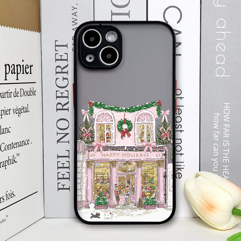Rural Building Snow Scenery Christmas Phone Case for Samsung Galaxy S25 Ultra S25+ S24 S23 Ultra S22 Plus S21 FE S20 Hard Cover