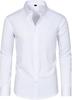 Men's Long Sleeve Solid Color Shirt, 4-Way Stretch, Natural Color Button, Slim Fit, Wrinkle Free, Business Casual Dress Shirt