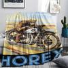 Vintage Horex Motorcycle Racer Poster Print Flannel Blanket Retro German Motorbike Art Throw Blanket Biker Bedroom Sofa Cover Mat