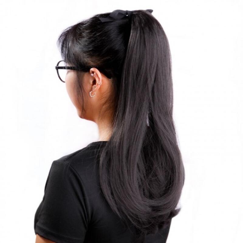 Длинный волнистый хвост парик длинные волосы частичный парик клип 01 Pony P - Natural Black