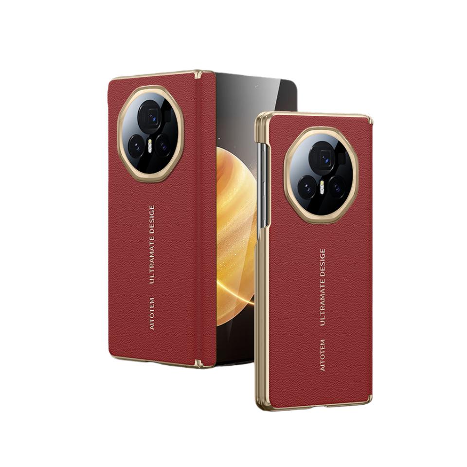 Applicable to Honor magicv1 mobile phone case double central axis x1 magnetic suction vs1 lens all-inclusive plain leather electroplated back case