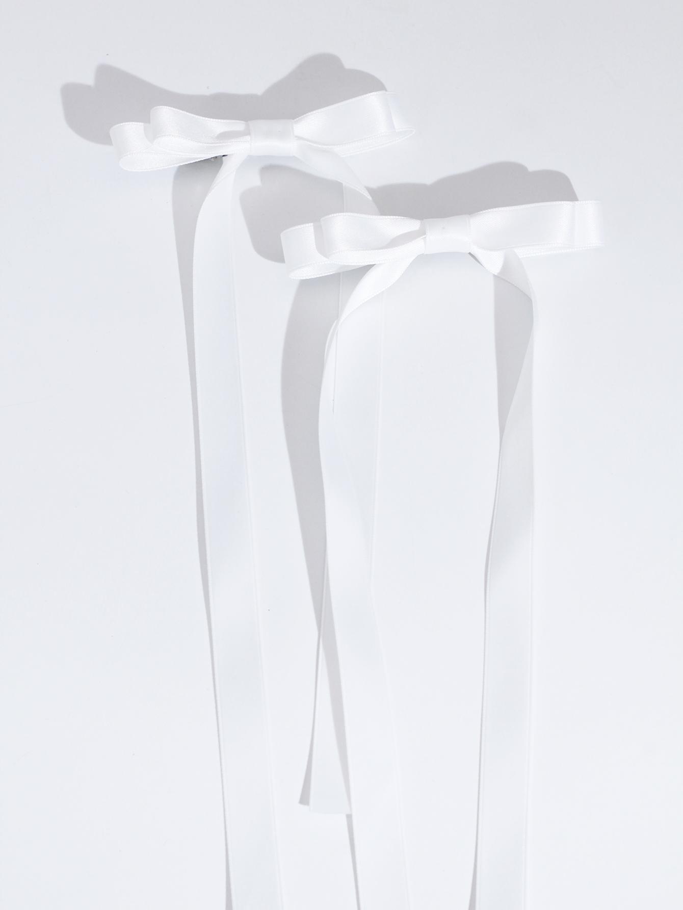 

Lystrfac 2Pcs/Set Women Velvet Hairpin Bow Long Ribbon Hair Clip Fashion Vintage Barrettes Duckbill Clip Hair Accessories