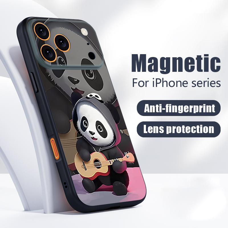 Guitar-playing Panda Case For iPhone 17 Pro Max Magnetic For Magsafe Skin Feeling Cover For iPhone 16 15 14 13 Pro Max