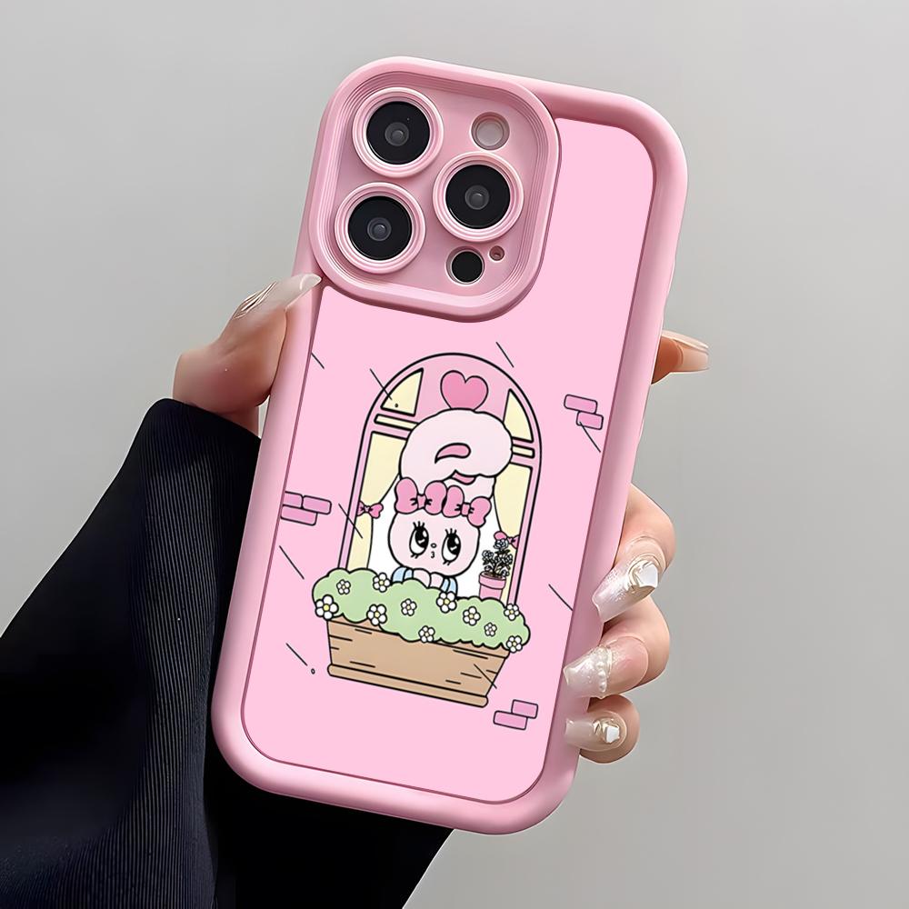 Esther Bunny Pink Phone Case For IPhone Air 17 Pro Max 16 E 15 14 Pro Max 13 12 11 Mini Plus Soft Silicone Pink Cover
