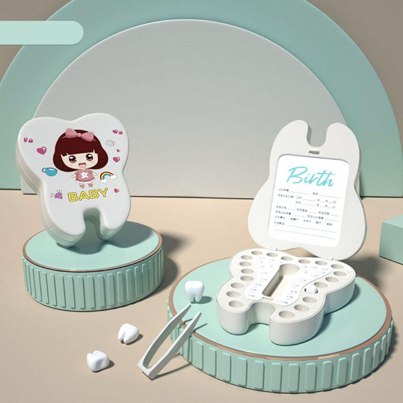 Children's Plastic Cartoon Baby Tooth Storage Commemorative Box for Tooth Loss Collection and Preservation