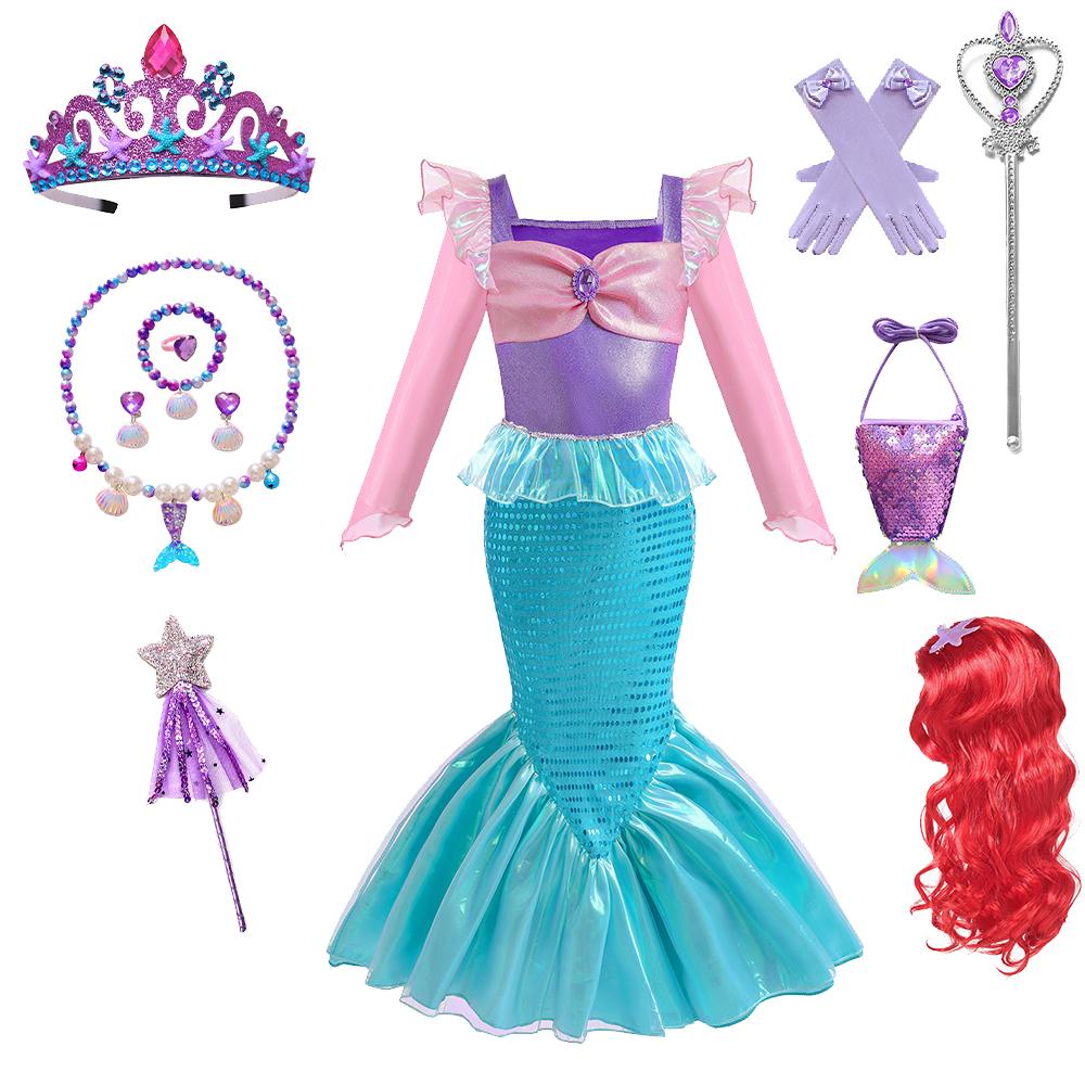 Дитячий костюм косплею русалки, костюм для рольових ігор для дівчаток, костюм для карнавалу, Хелловіну, дня народження, літня сукня принцеси
