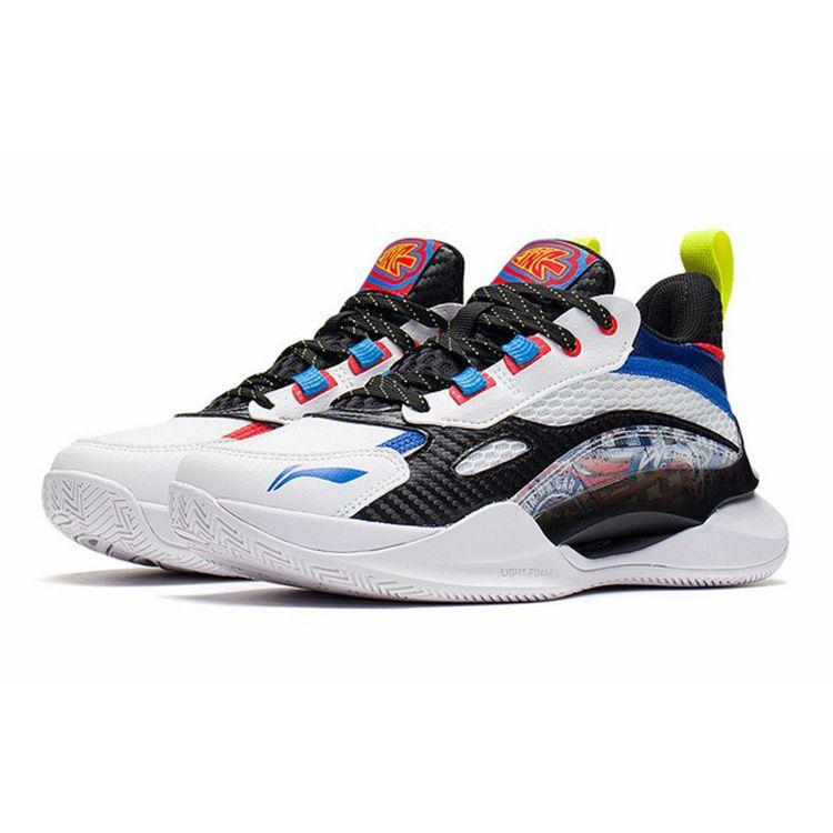Li Ning Youth Team 2.5 Comfortable Mesh Non-Slip Shock Absorbing Mid-Top Basketball Shoes Kids basketball shoes White Black YKBS050-1