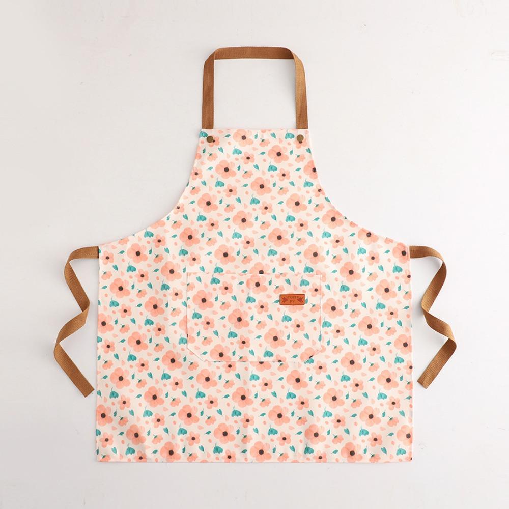 

Flowers Pattern Stain-Resistant Apron Wipeable Hands Breathable Sleeveless Apron with Pocket Anti Dirty Kitchen Aprons Barber
