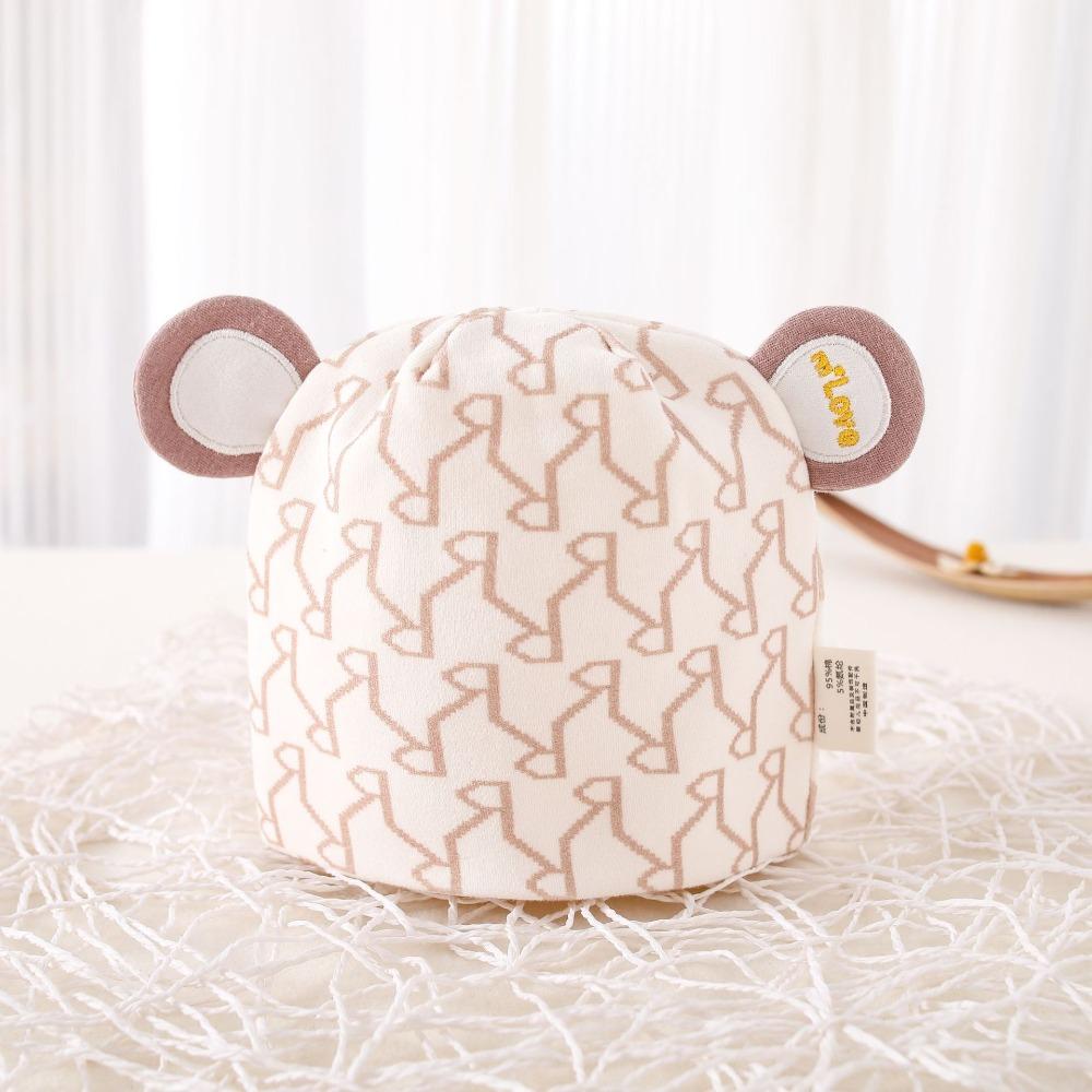 Cartoon Bear Baby Fetal Cap Print Infants Beanie Cap Windproof Newborn Hats  Hospital