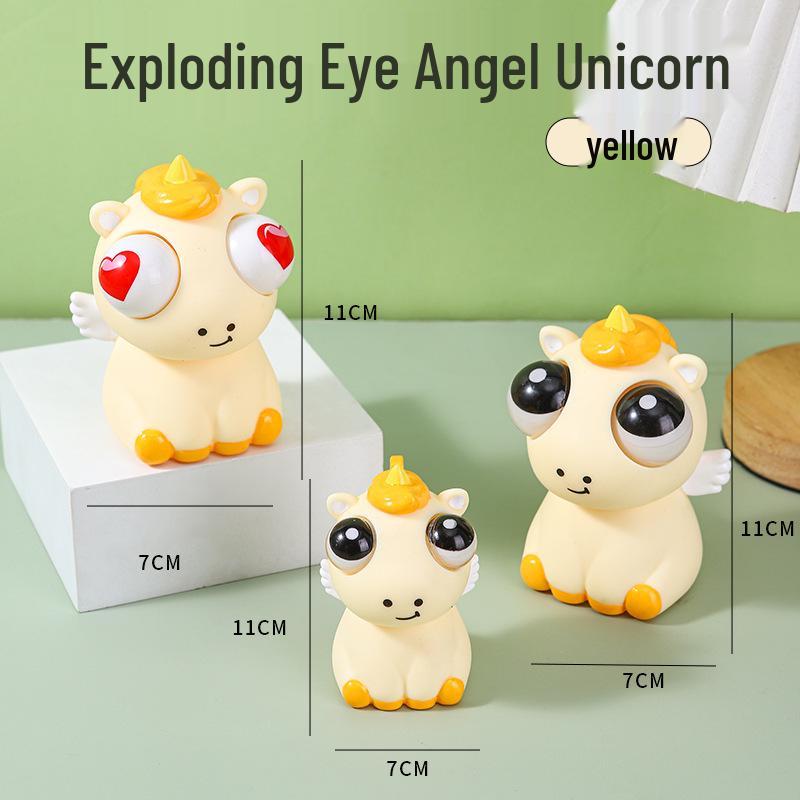 Poupée Licorne Anti-Stress à Yeux Globuleux - Jouet à Presser en Silicone avec Yeux qui Sortent pour Évacuer le Stress