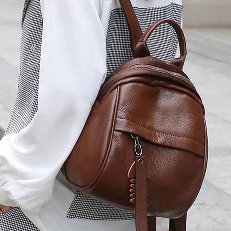 

Vintage Brown Leather Backpack for Women - Cute Mini Backpack with Tassel коричневый