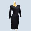 Fall and Winter New Arrival Slim-Fit High Waist Figure Flattering Shoelace V-neck Sexy Slit Knitted Skirt Base Long Sleeves Dress Women