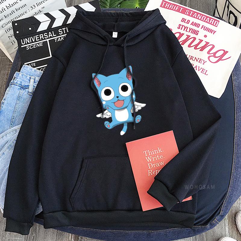 

Милый счастливый мультяшный принт с капюшоном аниме Fairy Tail одежда для мужчин и женщин пэчворк толстовки повседневный свободный пуловер Harajuku толстовка 4XL чёрный
