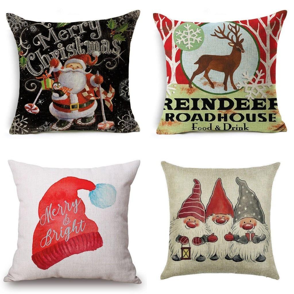 Festliche Weihnachten Xmas Leinen Kissenbezug mit elegantem einseitigem Druckdesign