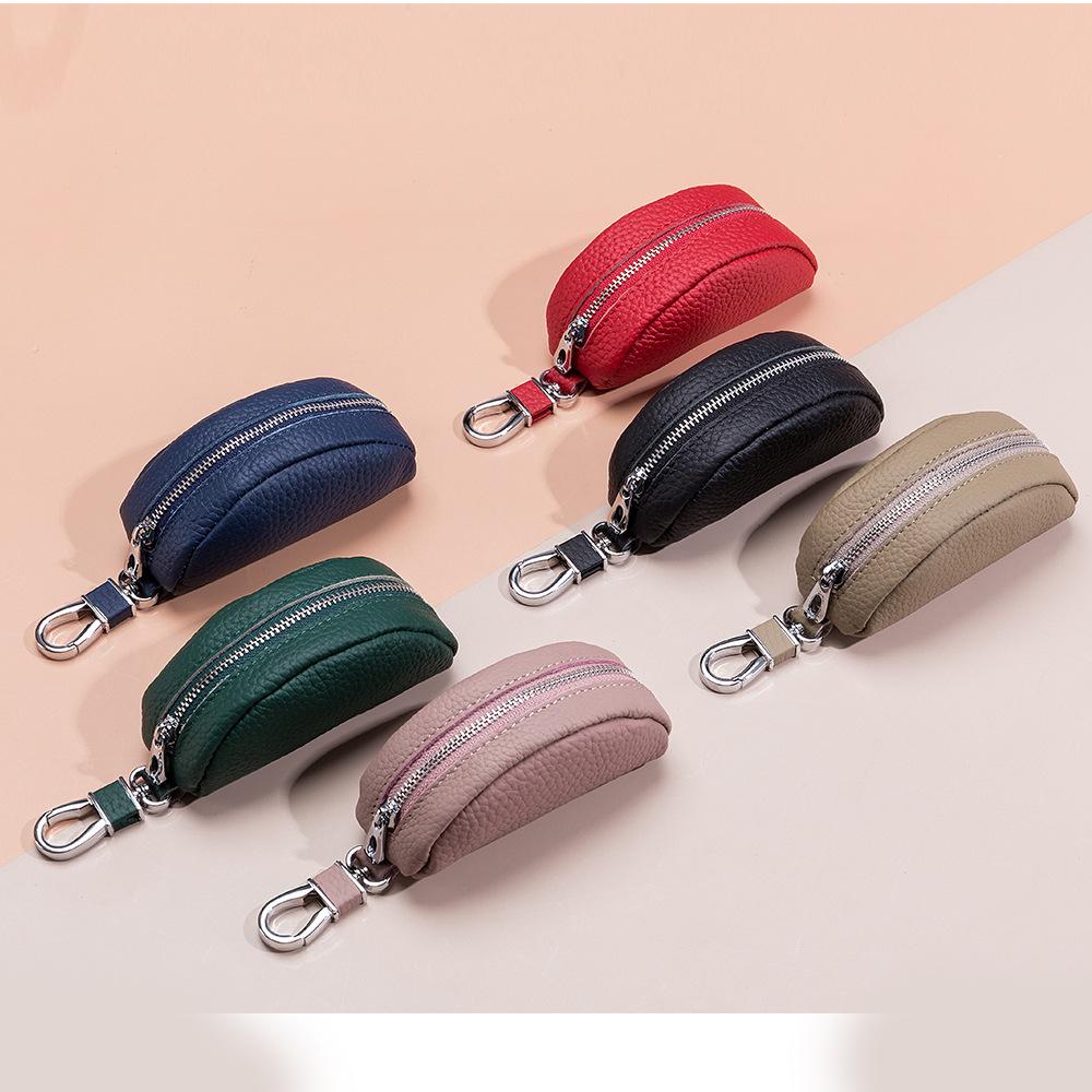 Pillow key bag Multifunctional women's zipper Soft leather, practical and creative lipstick Change coin bag Key bag Men