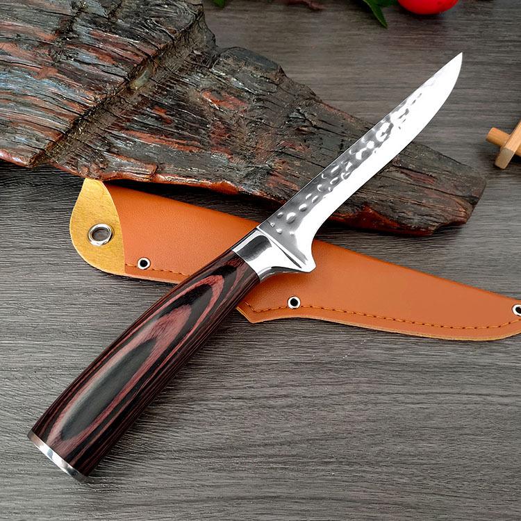 Stainless Steel Kitchen Knives Butcher Boning Knife with Sheath Sharp Chef Meat Cleaver Fish Sushi Cutter Cooking for Household