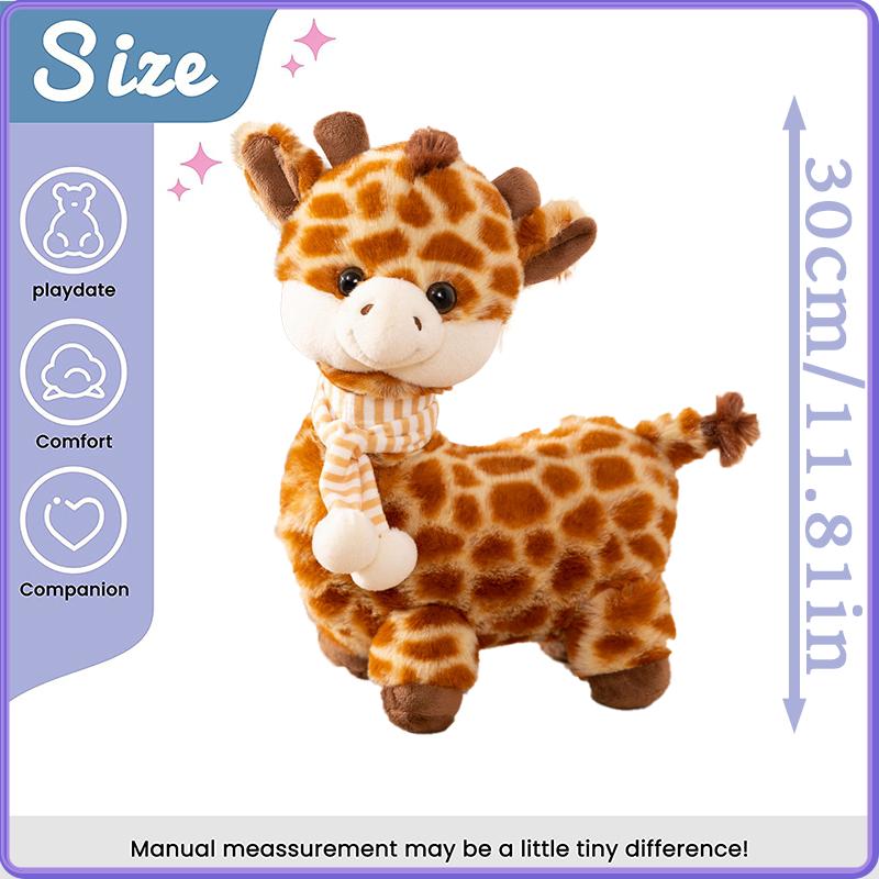 Simulation Giraffe Plush Toys Stuffed Animal with Scarf Room Decoration My Little Giraffe Accompany Sleep Toy for Birthday Gifts