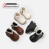 Girls' Korean Style Leather Ankle Boots - Autumn/Winter Toddler Walking Shoes