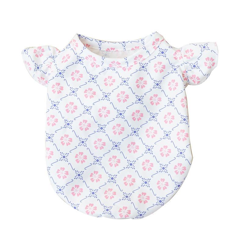 Elegant floral round neck cat two-legged vest puppet hair puppy dog thin spring and summer pet clothing cat clothes