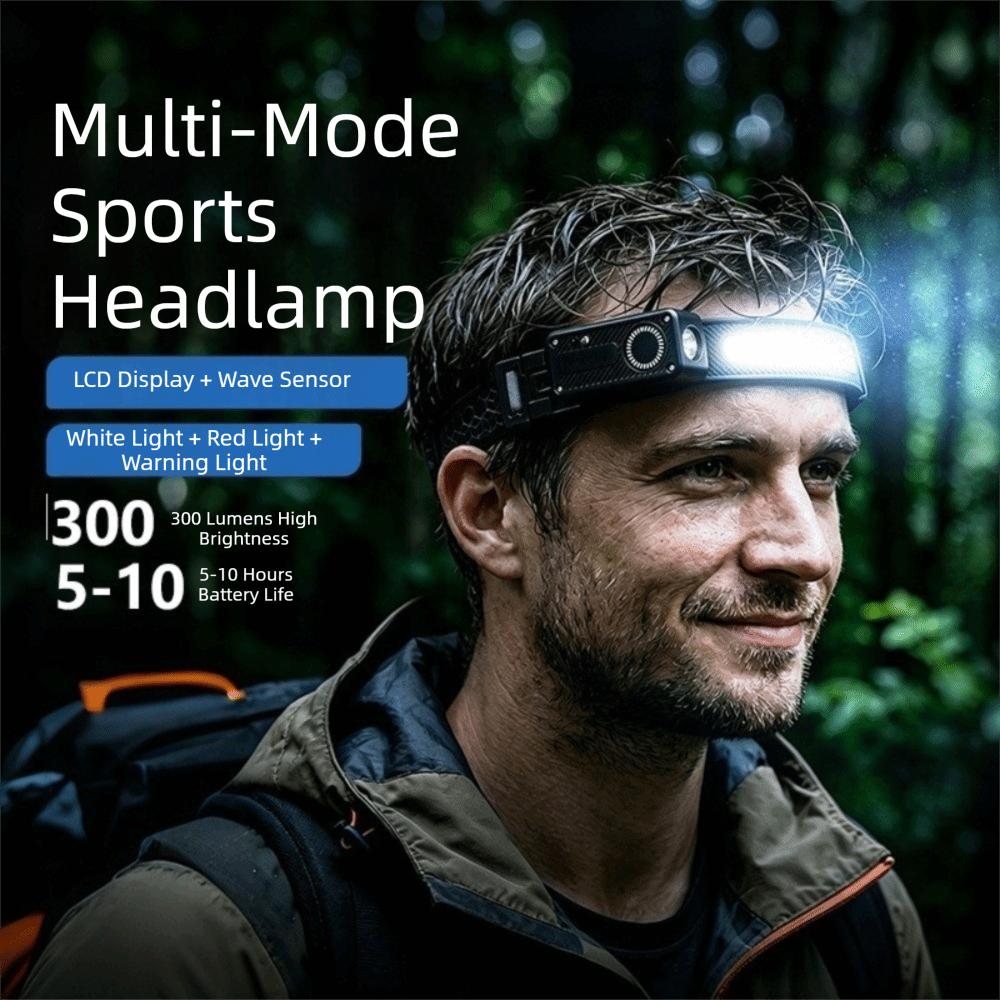 Motion Sensor Magnetic LED Headlamp Wave Sensing Rechargeable Cycling Light  For Runners
