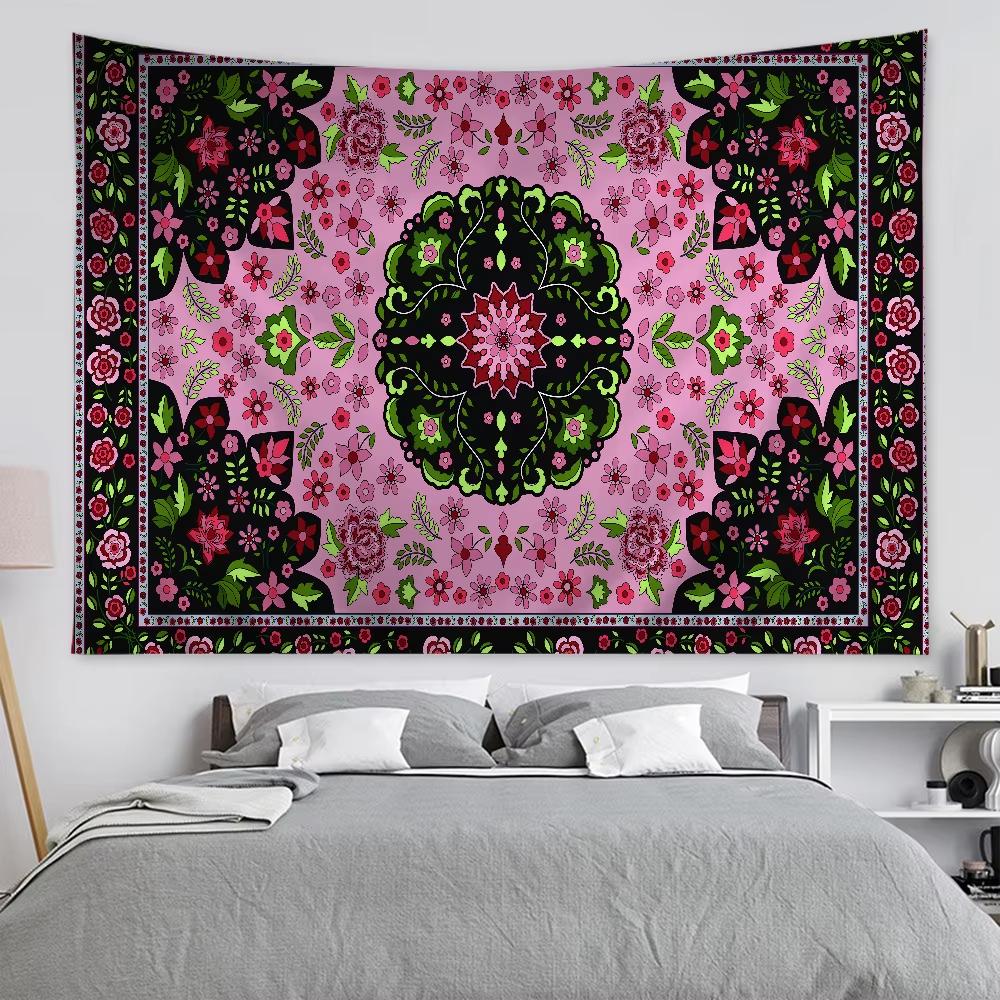 Customizable Luxury American Retro Cartoon Tapestry Bohemian Wall Decor Mandala Pattern Home Adornment