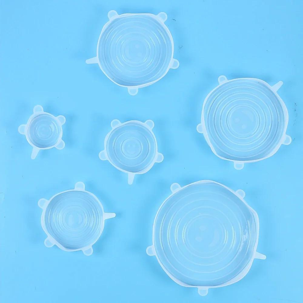 Food Preservation For Kitchen Accessory Adjustable Elastic Silicone Caps Sizes Household Kitchen Storage Organization Cover Home