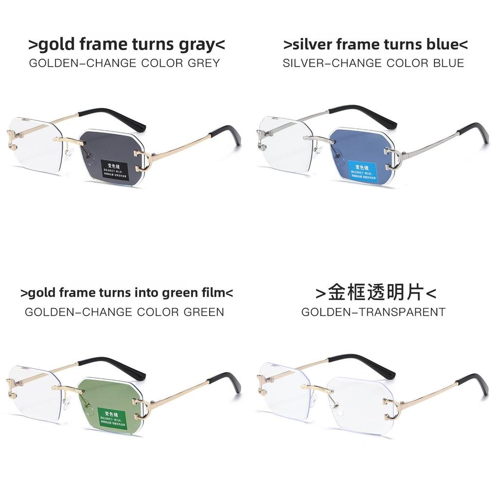 Polygon Frameless Color Changing Sunglasses With Uv400 Protection For Summer Travel