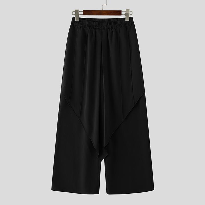 INCERUN Men Wrap High Elastic Waist Casual Loose Suit Pants Long Trousers