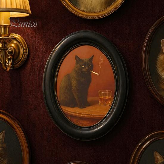 Ghost Oil Painting Print Halloween Wall Decor, Cute Table Sign, Vintage Oval Framed Retro Decor Picture, Decorative Art for Mantel Living Room Bedroom