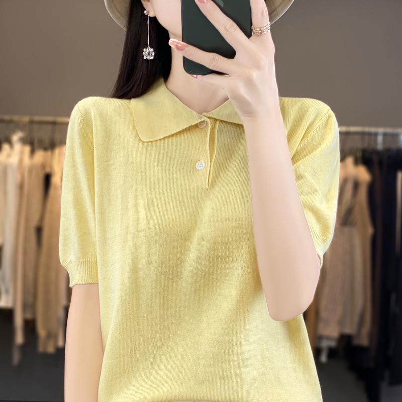 Women's Slim Fit Wool Polo Shirt