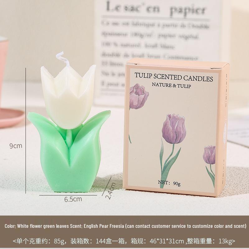 Tulip Scented Candle Gift for Teacher's Day - Fragrant Flower-Shaped Wax Party Favor