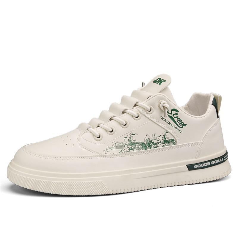 

2024 spring new men s low-top skateboard shoes, adolescent student sports shoes, live broadcast of small white leather men s shoes 44