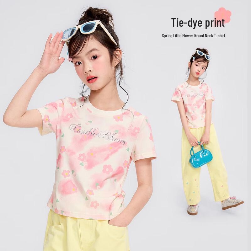 Girls Tie-dye Print Short Sleeve T-shirt 140