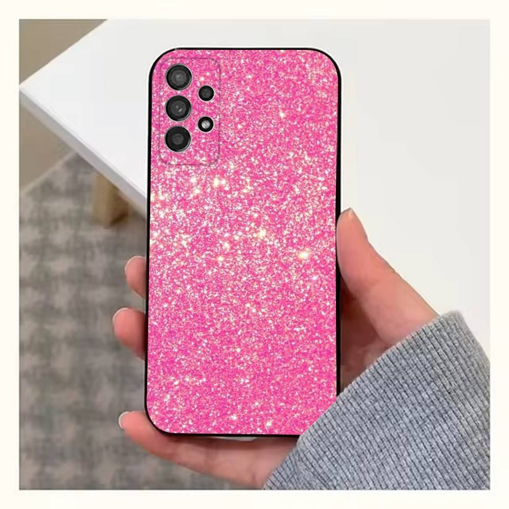 Dazzling Pink Glitter Case For Samsung S21,S20,S10,Plus,S9,S22,S25,Ultra,S24,S23,FE,Lite,Soft Silicone Black